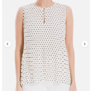 Woman’s Max Studio Polka Dot Sleeveless Pleated Top sz S